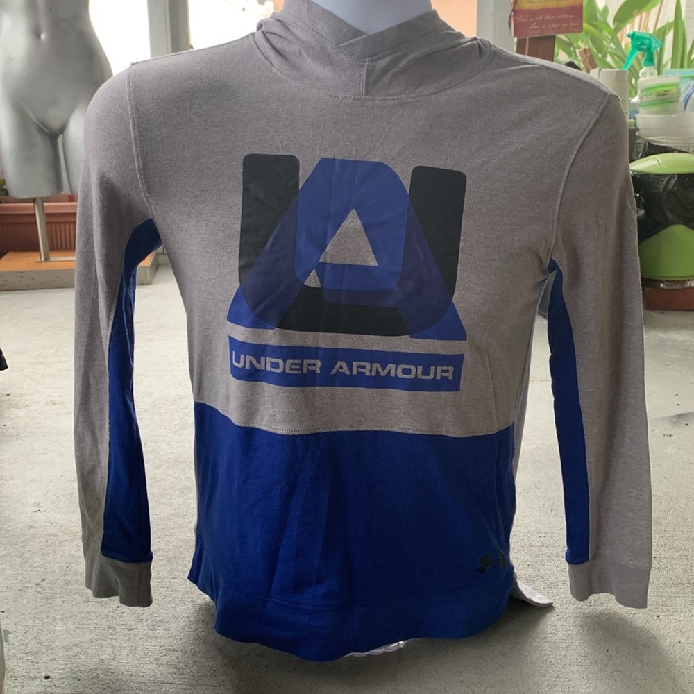Under Armour  Loose Long Sleeve Heat Gear Blue Gray Hoodie Medium M